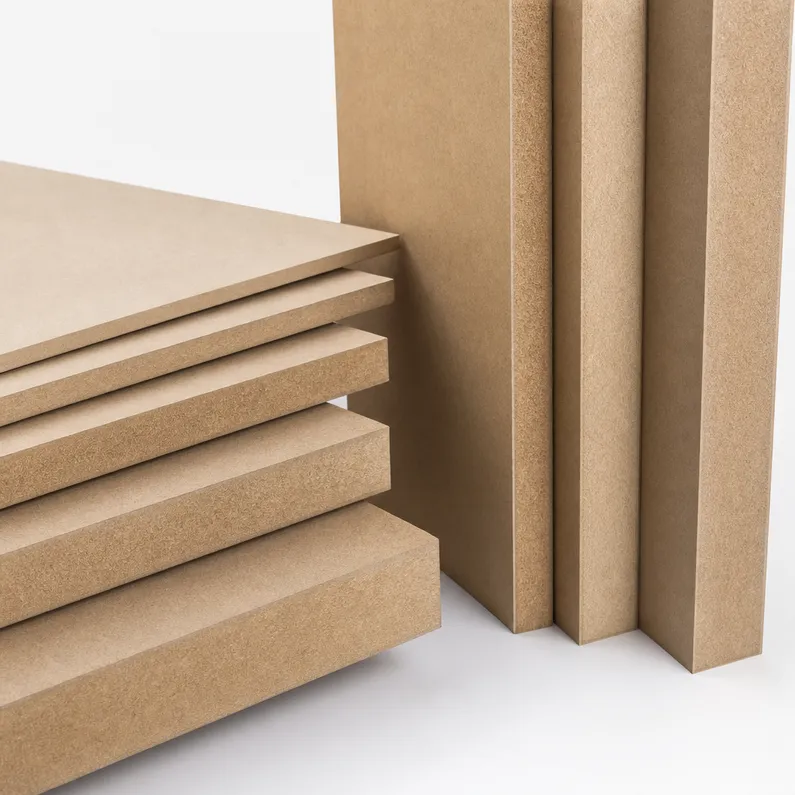 MDF board technical specification cross-section showing density and surface finish