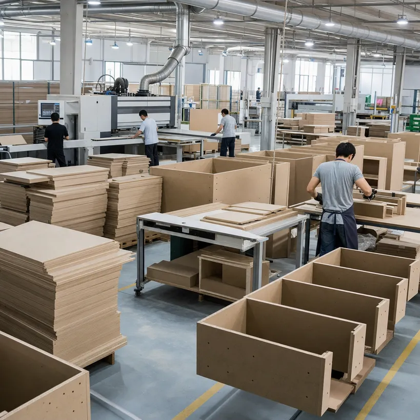 Kitchen cabinet carcass manufacturing using 18mm furniture-grade MDF panels
