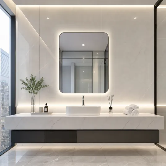 High gloss melamine MDF decorative interior wall panels in a modern space