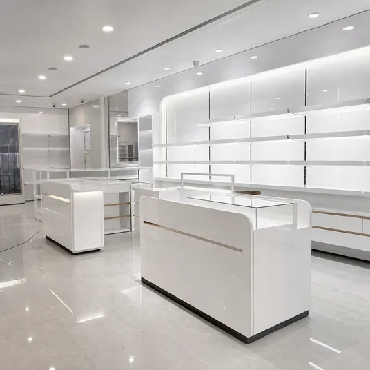 High gloss melamine MDF retail display fixtures and shop fitting panels