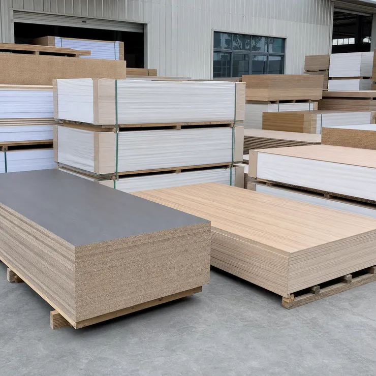 Melamine MDF panels stacked for distributor stocking programs with private-label packaging