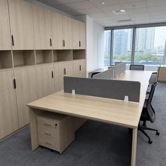 Melamine MDF panels used in office desking, storage, and partitioning