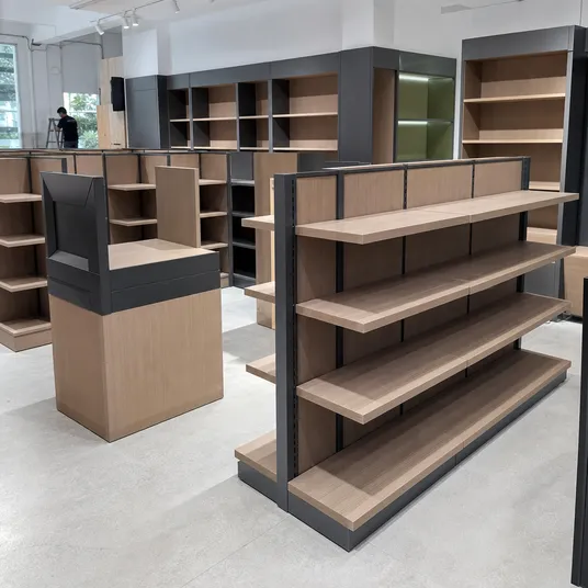 Melamine MDF used in retail display fixtures and shopfitting