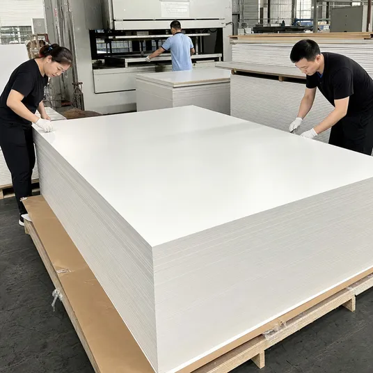 White melamine MDF panel — high-volume color with dedicated press cycle and tighter paper inspection
