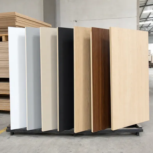 Standard melamine board panels in solid colors and wood-grain decors