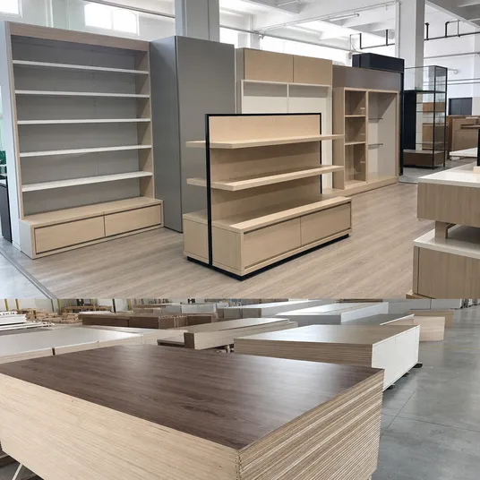Melamine plywood for retail shopfitting — display units and shelving
