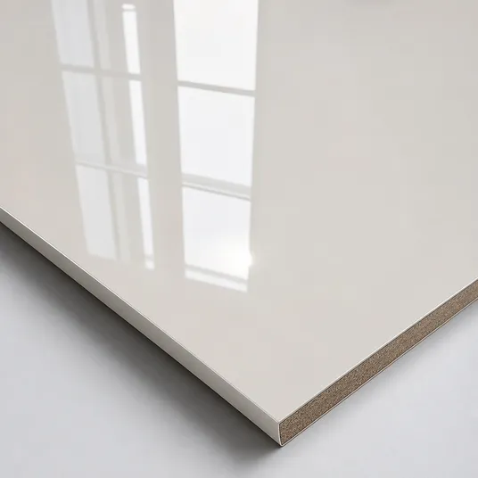 Melamine board gloss finish surface texture close-up