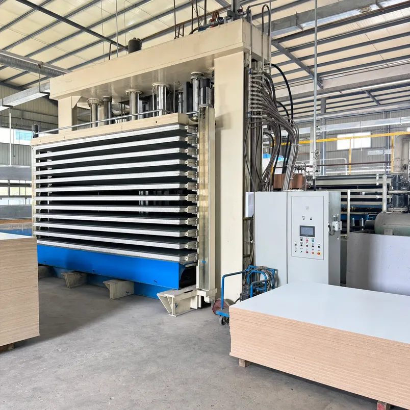 Multi-daylight hydraulic hot press for melamine board production at QDPlywood factory