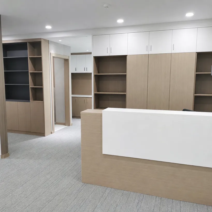 Melamine cabinet board in office furniture and commercial cabinetry