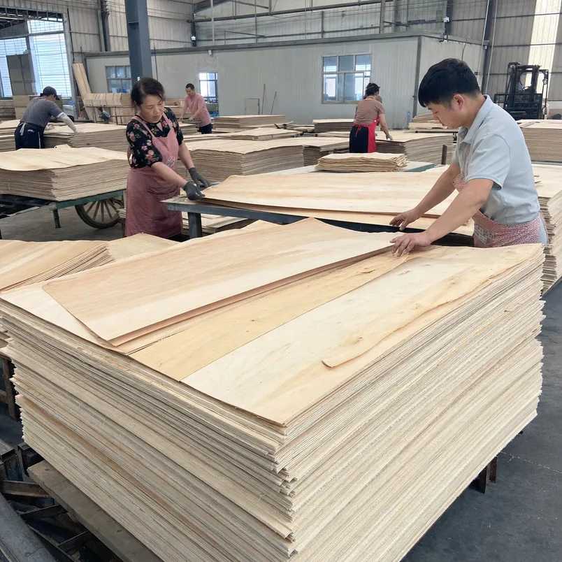 Cabinet melamine plywood core veneer layup and grading process at QDPlywood factory
