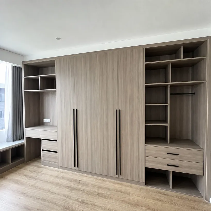 Melamine cabinet board in wardrobe and bedroom furniture construction