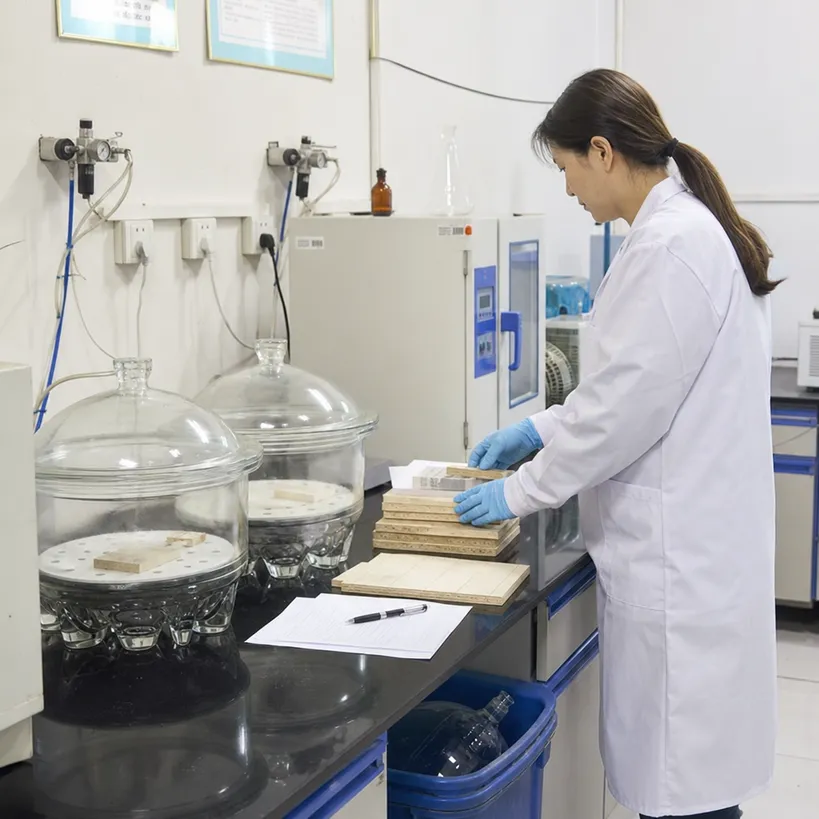 Formaldehyde emission testing in QDPlywood quality control laboratory