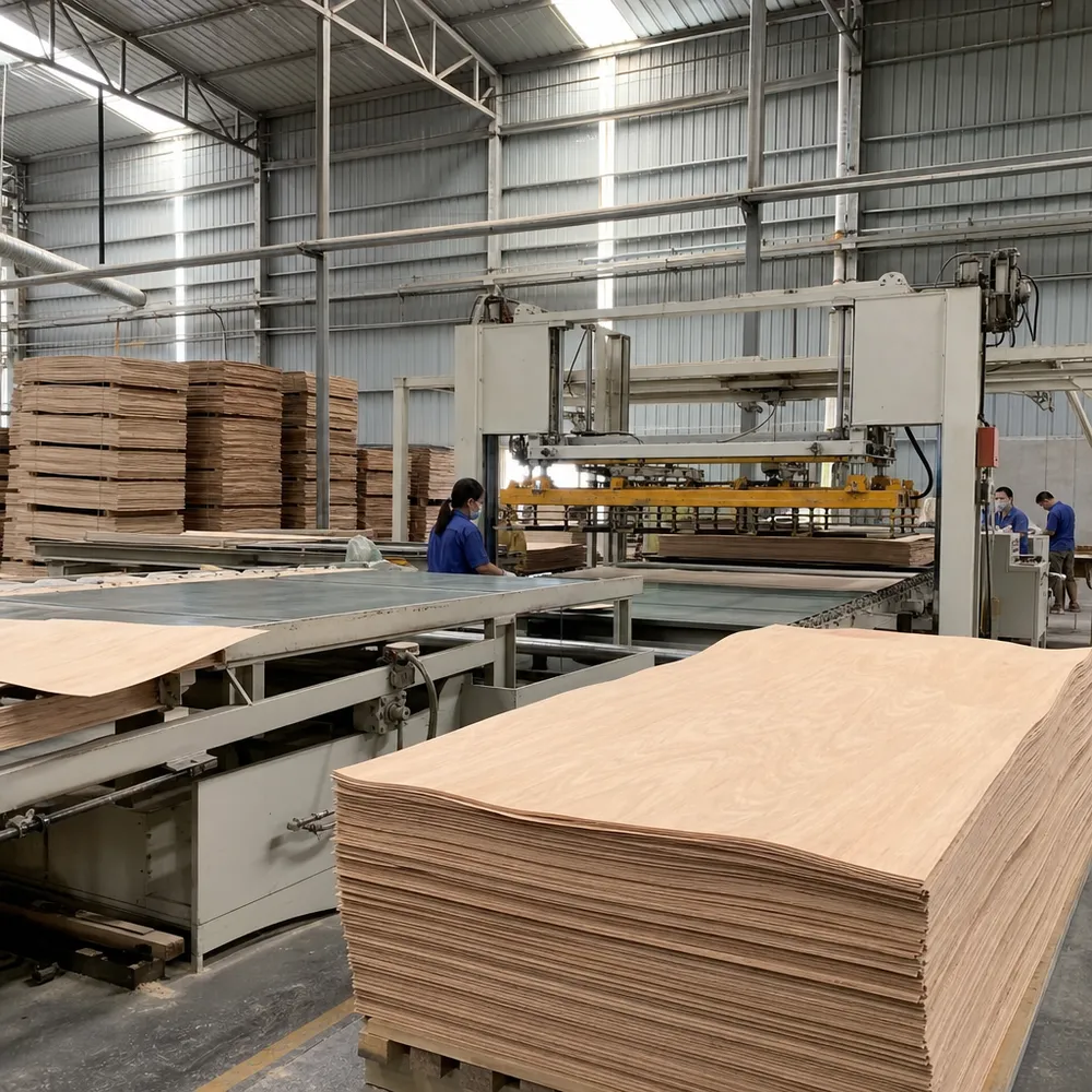 OEM plywood manufacturing production line at QDPlywood factory