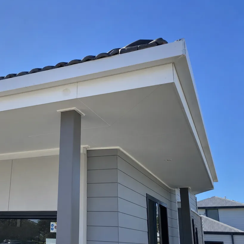 MDO plywood installed as exterior wall sheathing on a timber-frame building