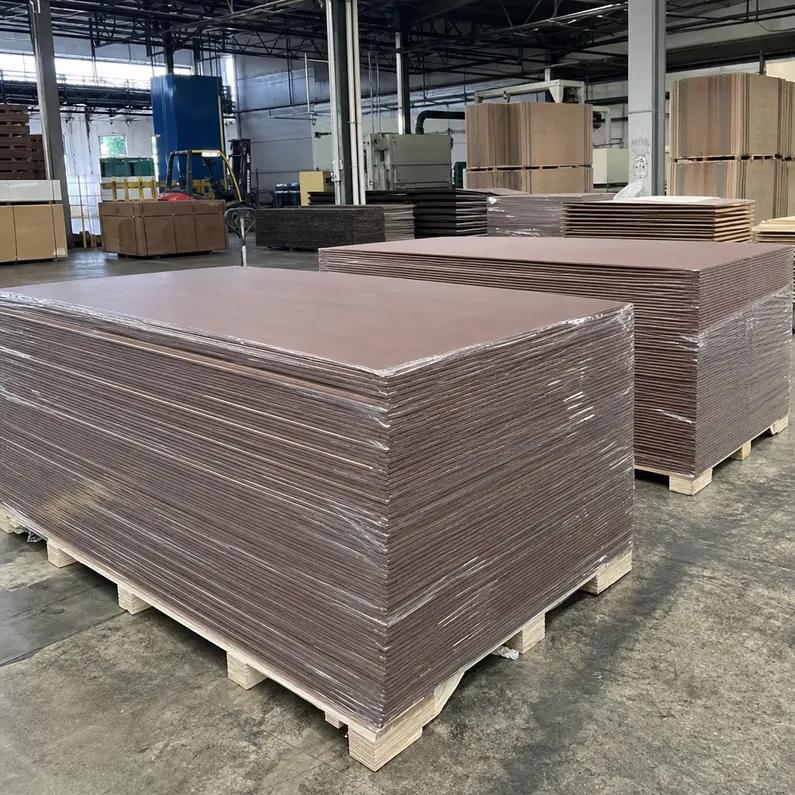 MDO plywood panels stacked at QDPlywood factory ready for export
