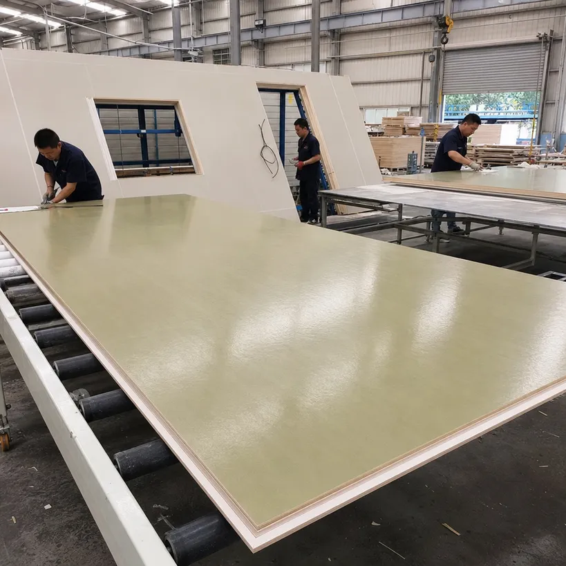 MDO plywood panels used in truck body and trailer floor construction
