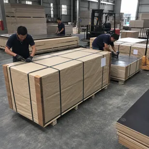 Private label bundle marking and custom packaging for paper overlaid plywood panels