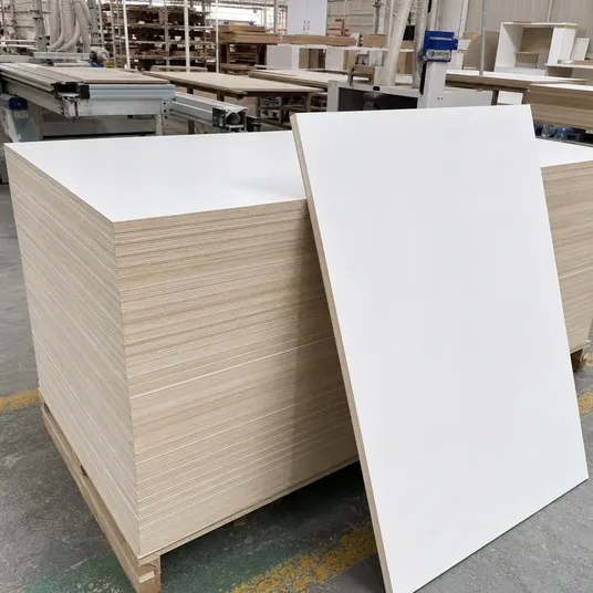 Paper overlaid plywood sheet used in furniture and cabinet panel manufacturing