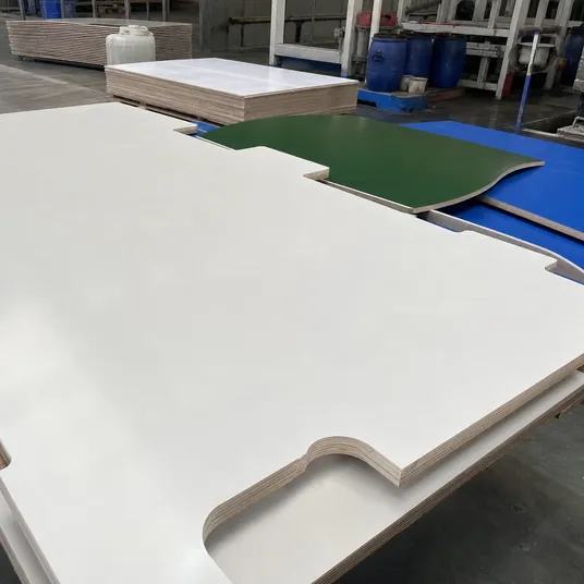 Paper overlaid plywood sheet cut and painted for outdoor signage and display boards