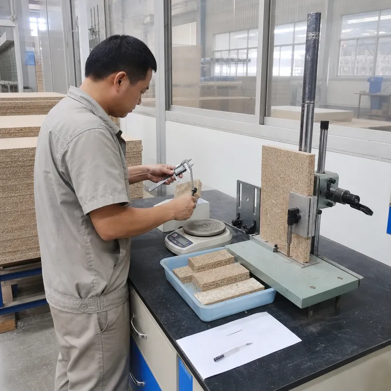 Chipboard particle board density and screw withdrawal resistance testing per EN 319 and EN 320