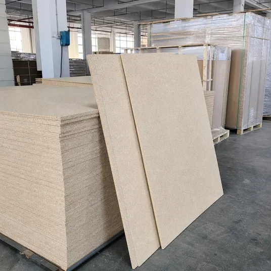 Raw chipboard particle board used in industrial packaging and pallet decking applications