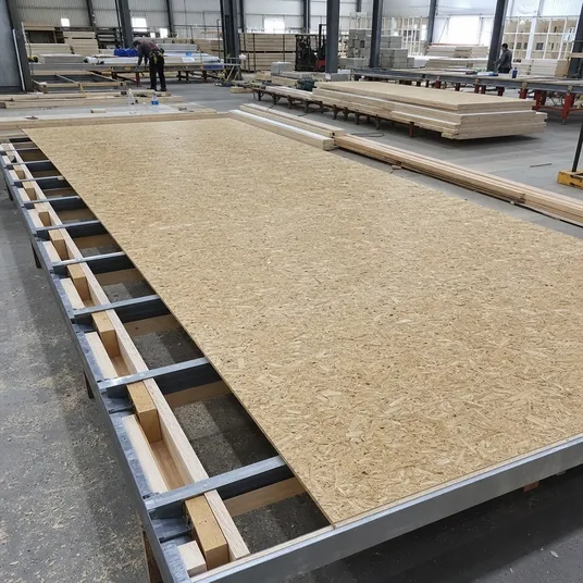 OSB flooring used in modular and prefabricated building floor cassettes
