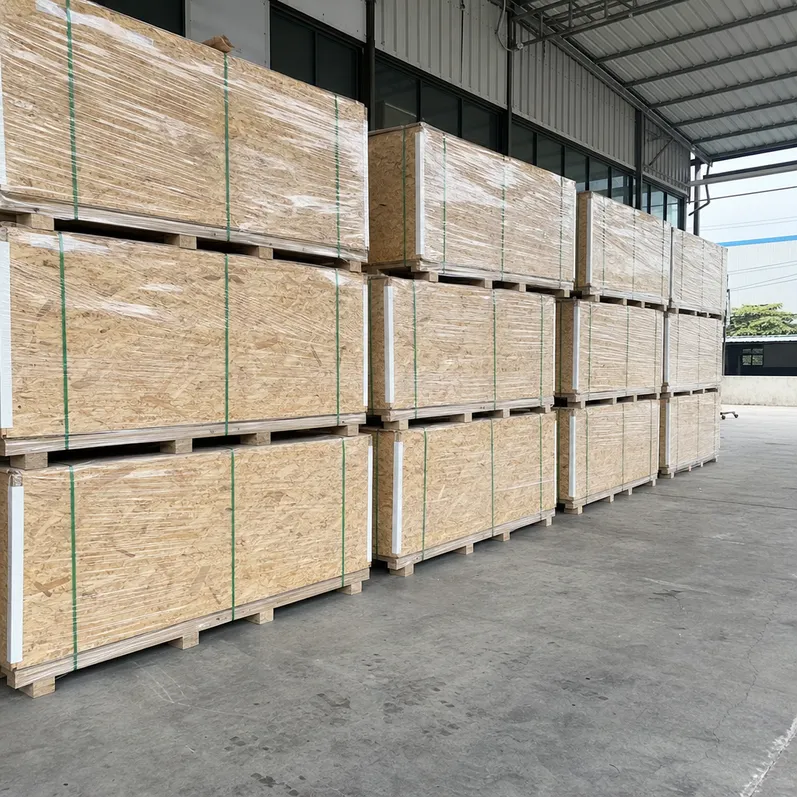 QDPlywood OSB panels stacked for export at Xuzhou factory