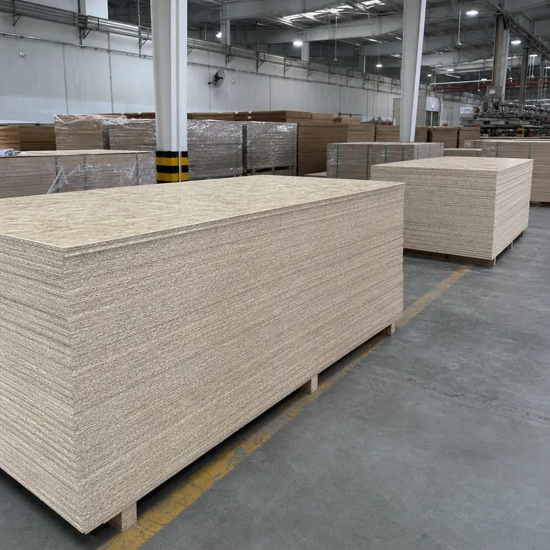 Factory-direct OSB structural panels stacked at QDPlywood manufacturing facility